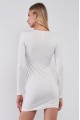 White Sequined Center Front Detail Long Sleeve Mini Dress /2-2-2