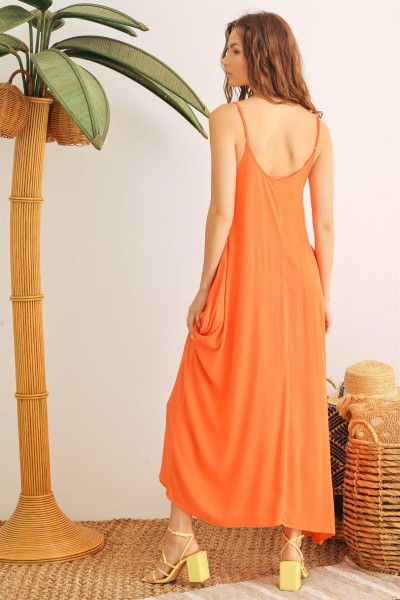 Strappy Two Pocket Tulum Draped Maxi Dress