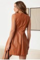 Sleeveless Back Zipper Faux Leather Mini Dress