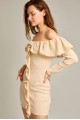 Off The Shoulder Ruffle Long Sleeve Sweater Mini Dress