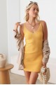 Yellow Ribbed Sweetheart Knit Bodycon Mini Dress