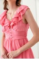 Doll Pink Ruffle Detail Front Button Romper Mini Dress