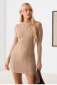 Long Sleeve Ribbed Mock Neck Mini Sweater Dress