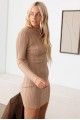 Long Sleeve Ribbed Mock Neck Mini Sweater Dress