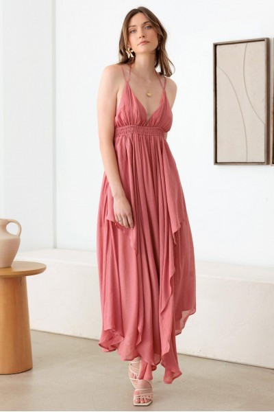 Tassel Fringe Strap Cutout Maxi Dress