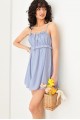 Ruffle Bust Tiered Layer Flared Back Tie Strap Mini Dress