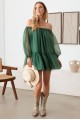 Organza Long Off Shoulder Wide Sleeve Mini Dress